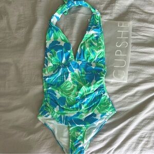 NWT Cupshe Women’s Small Floral Halter One-Piece Swimsuit